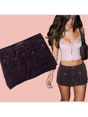Parasuco Y2K Corduroy Micro Mini Skirt NWT Brown Low Rise